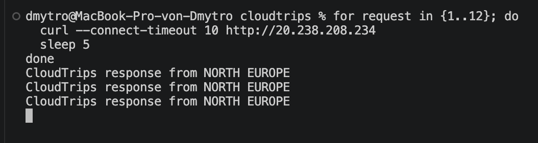 Lokales Terminal mit Failover derselben Global-Load-Balancer-IP zur Nordeuropa-Bereitstellung