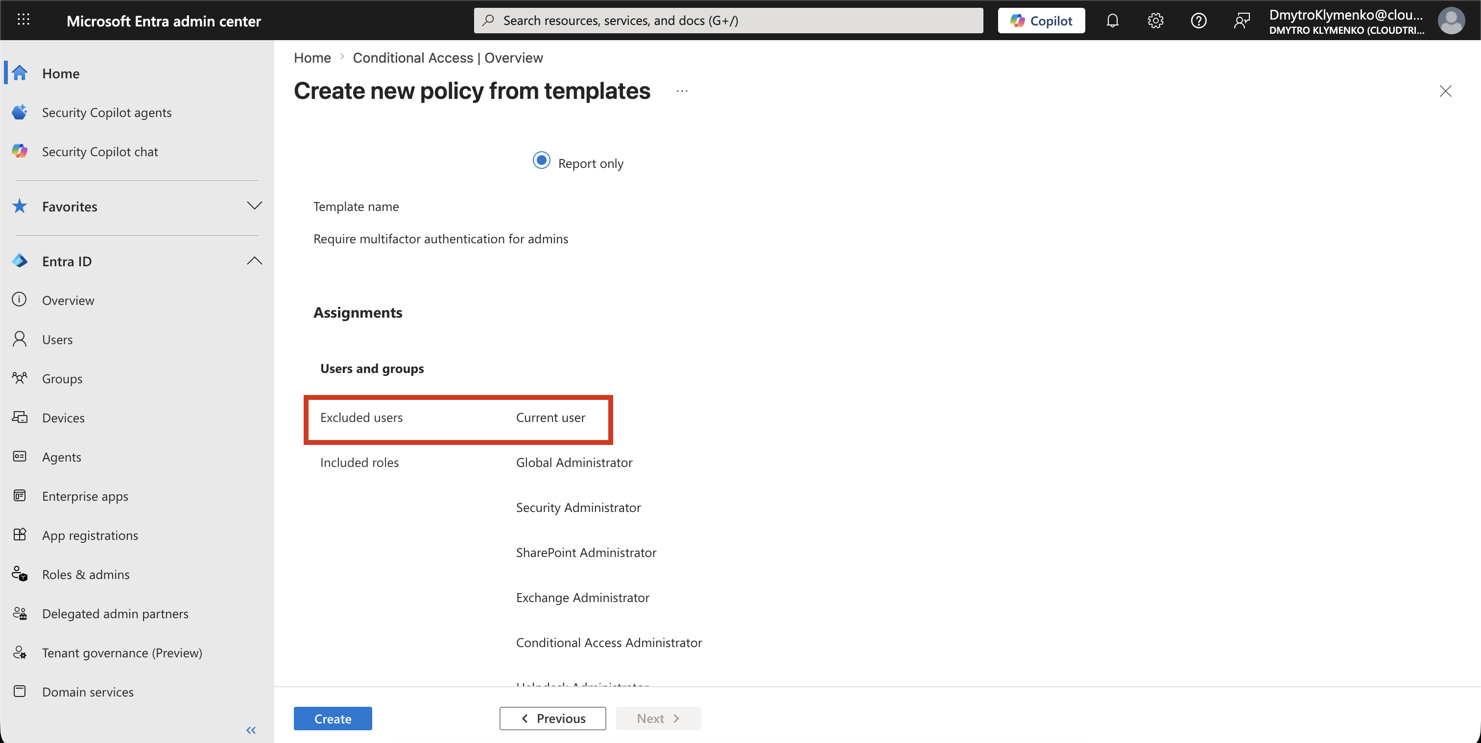 Conditional Access-Ausschluss für ein Emergency Access Account