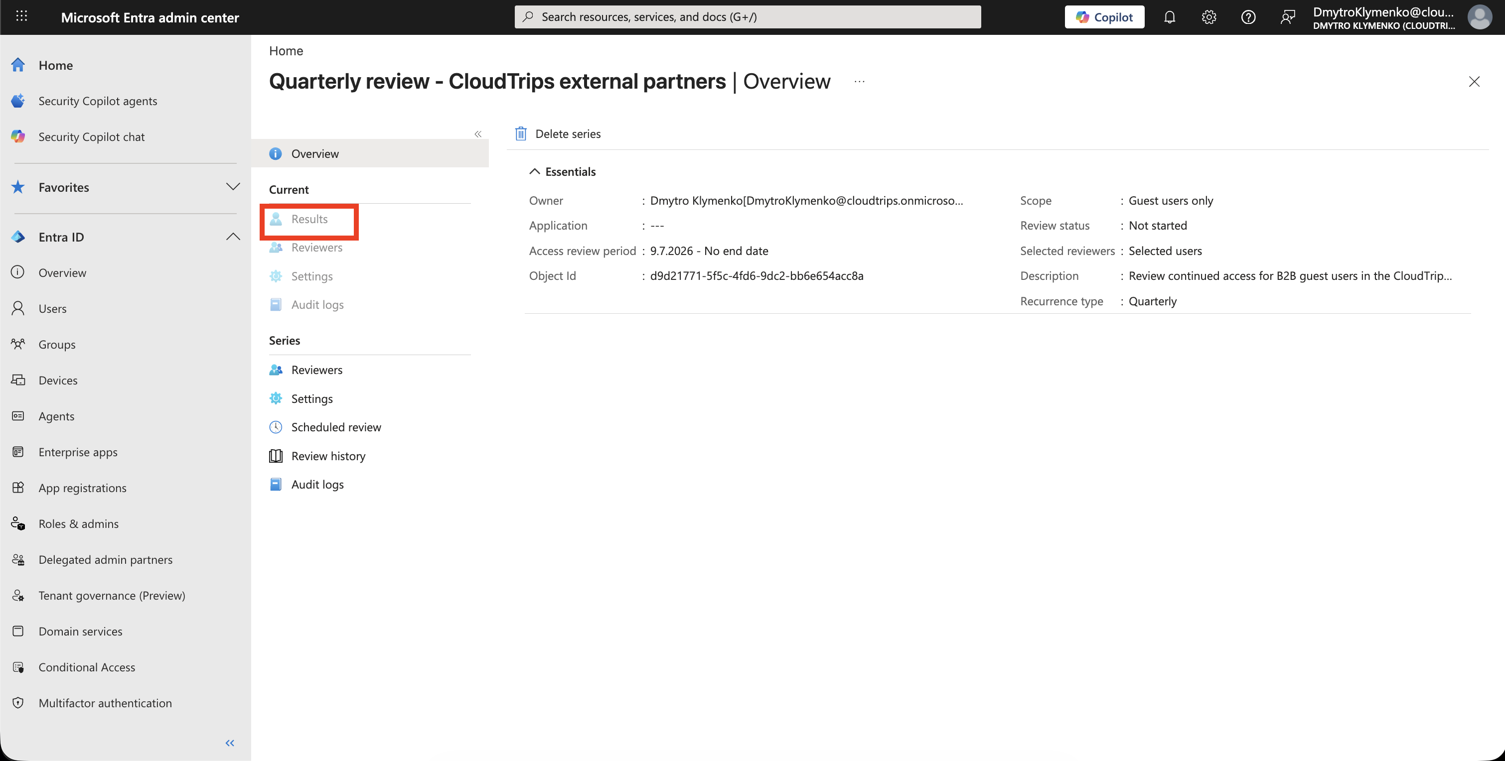 Access review decision page showing guest review decisions