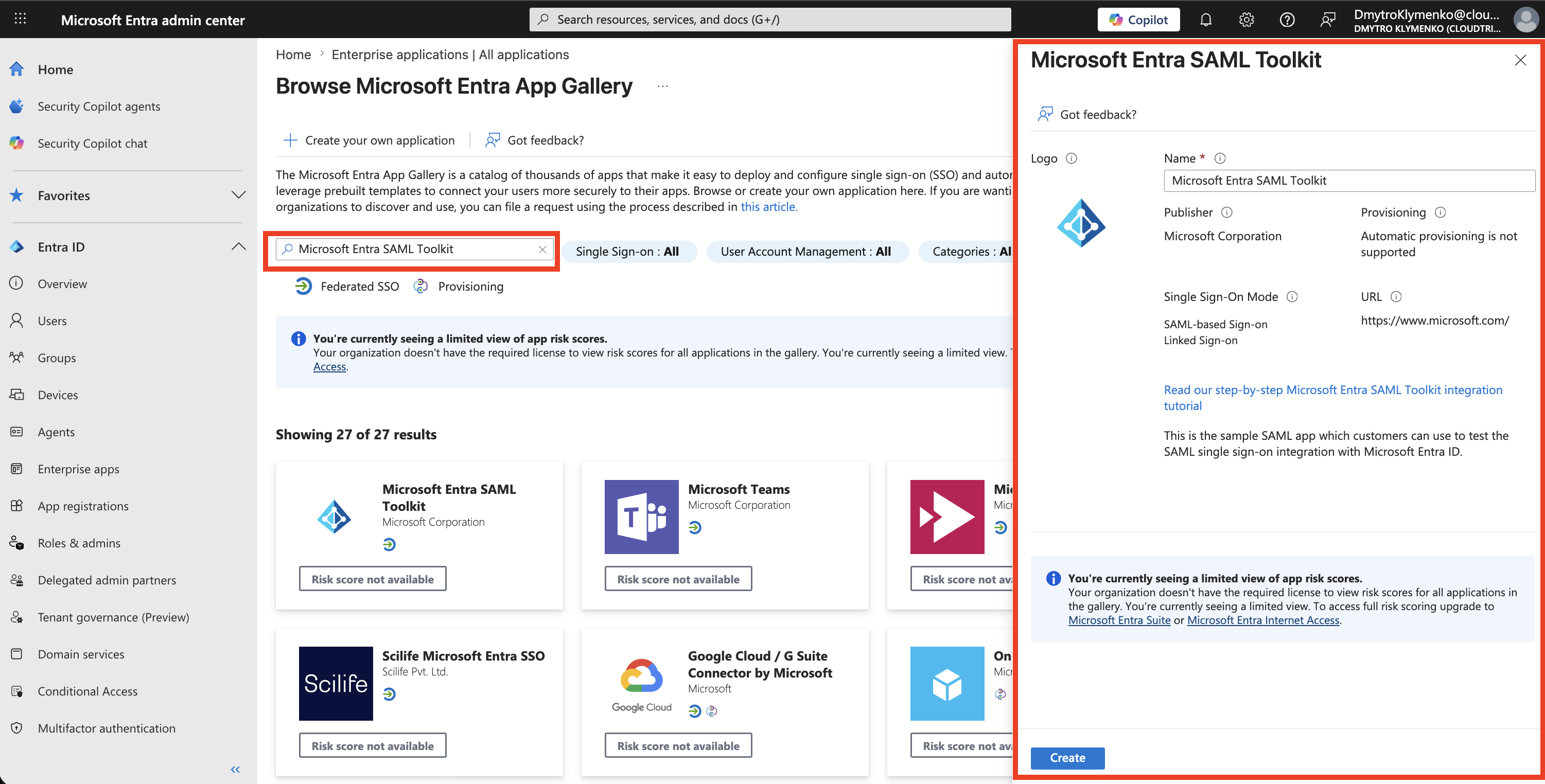 Microsoft Entra Application Gallery mit Microsoft Entra SAML Toolkit