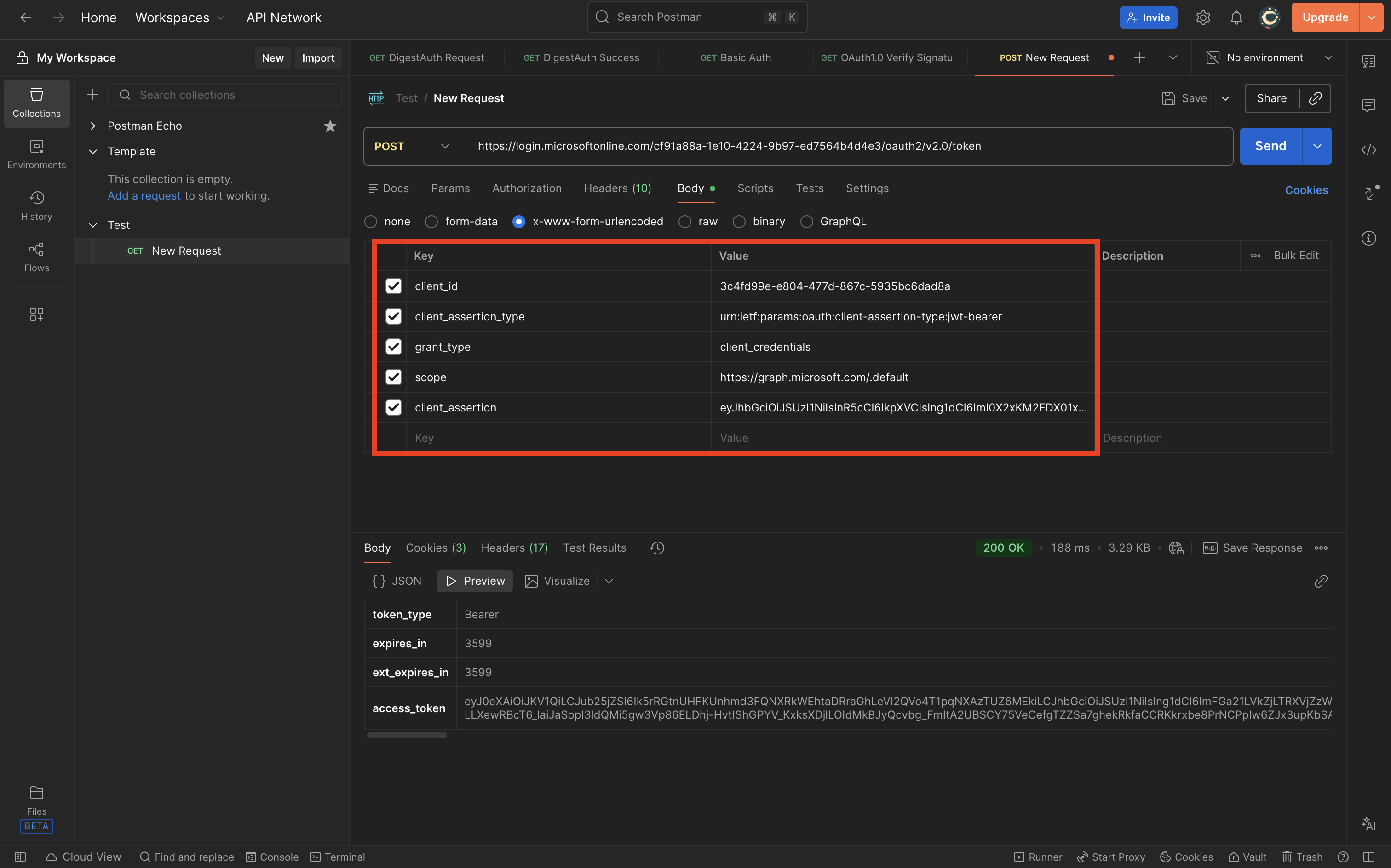 Certificates Tab mit hochgeladenem Certificate Credential, Thumbprint und Ablaufdatum